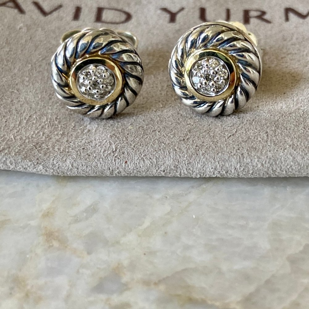 David Yurman Diamond Cable Cookie Stud Earrings